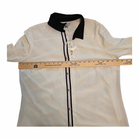 NWT Worthington White with Black Long Sleeve Button-Down Shirt Size XL - Picture 11 of 13